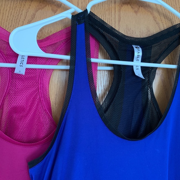 Fabletics Maxi Dress Racerback Mesh Size Small Blue Pink - Picture 3 of 15